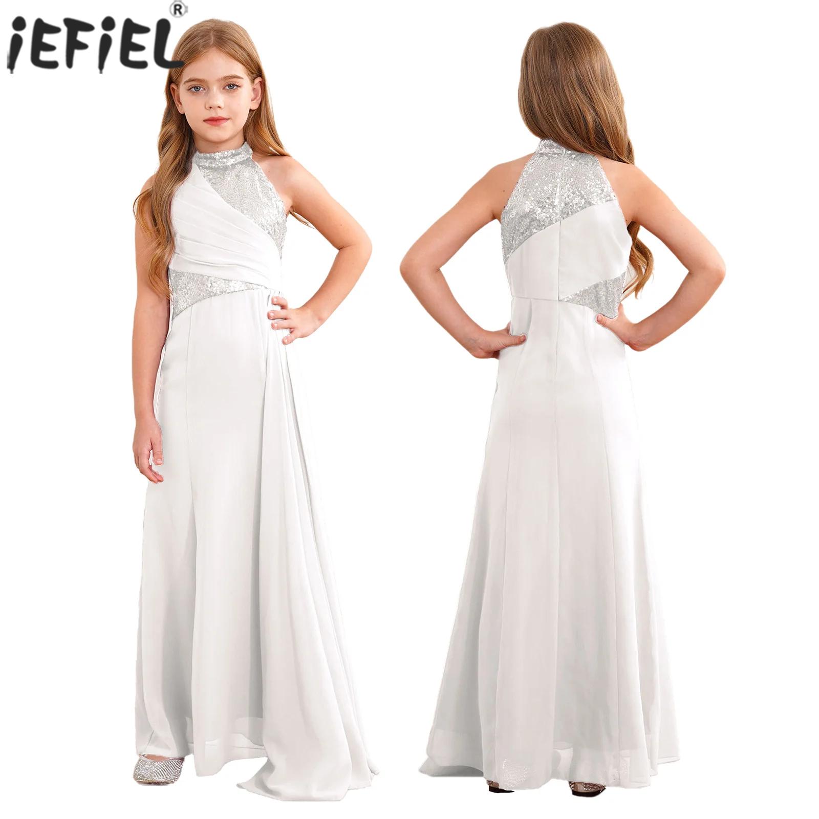 Maxi Dress Halter - Anak-anak bunga gadis payet elegan gaun