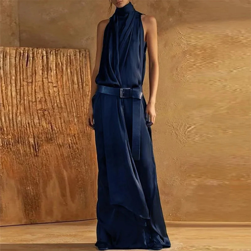 Maxi Dress Halter - Gaun Vest Tanpa Lengan Elegan Musim