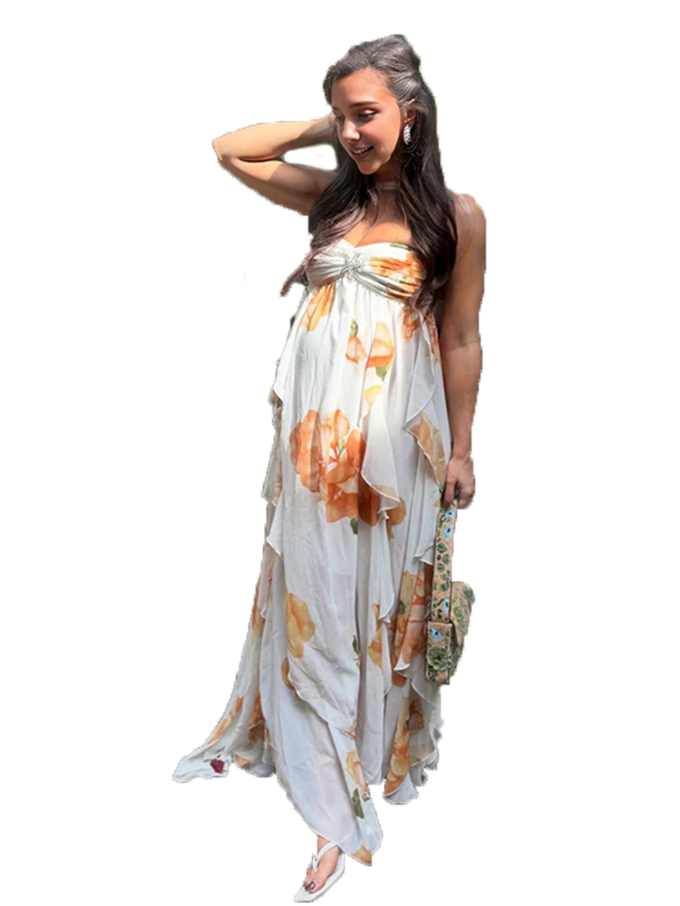 Maxi Dress Halter - Gaun Maxi Chiffon Pantai untuk Pemotretan