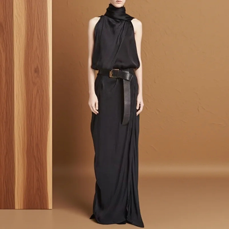 Gaun Vest Tanpa Lengan Elegan  - Maxi Dress Halter ulasan dan harga