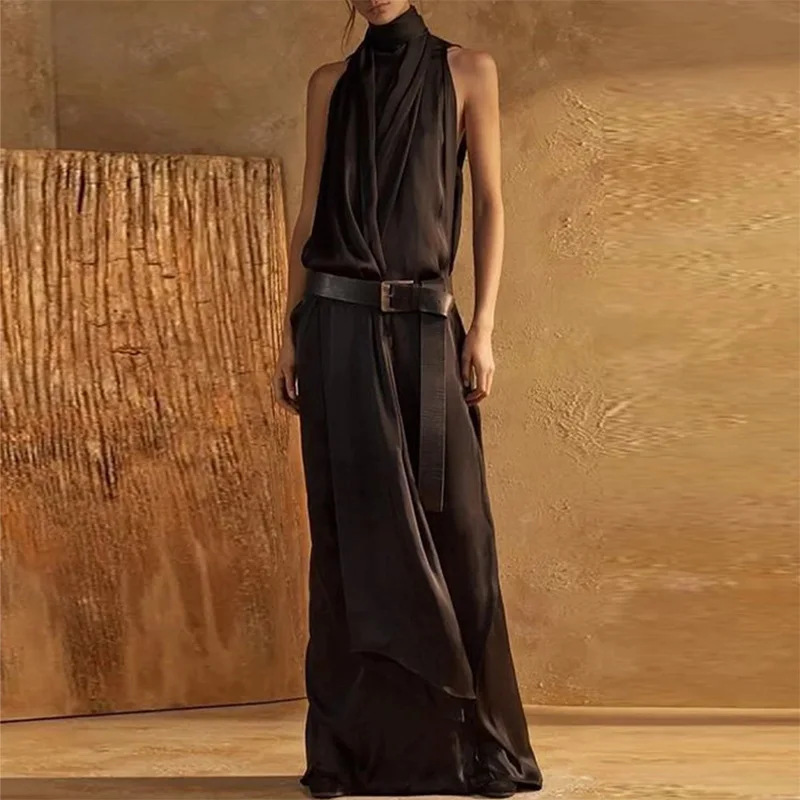 Gaun Vest Tanpa Lengan Elegan  - Maxi Dress Halter ulasan dan harga