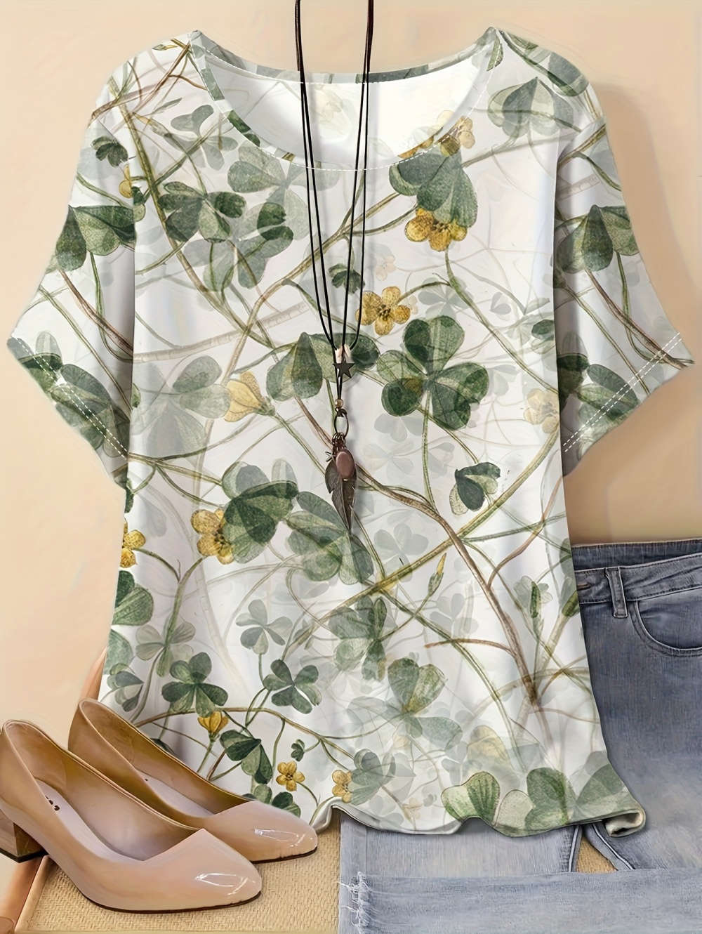 Kaus Longgar Vintage Wanita Ke - Romper Floral Print ulasan dan harga