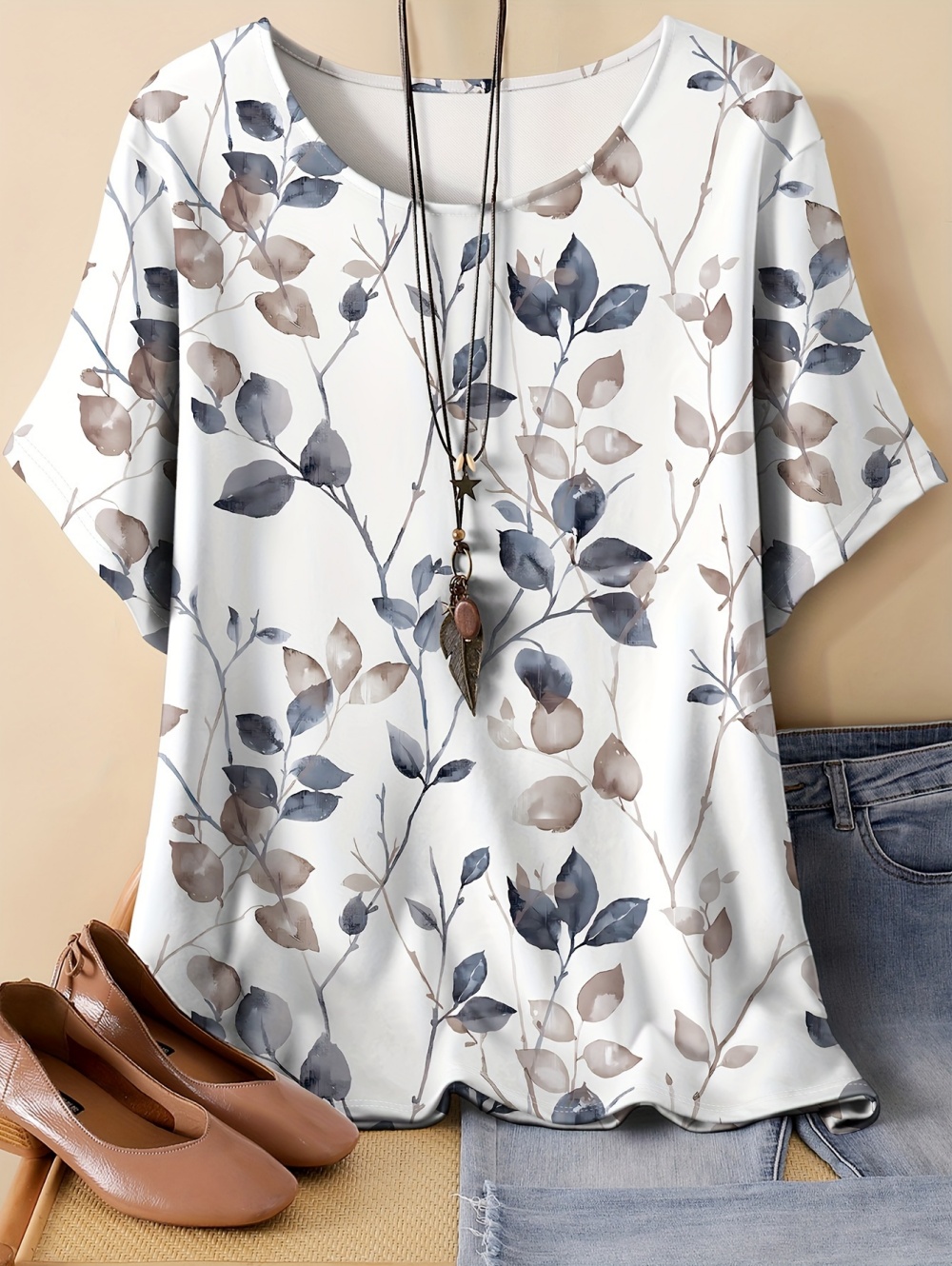 Kaus Longgar Vintage Wanita Ke - Romper Floral Print ulasan dan harga